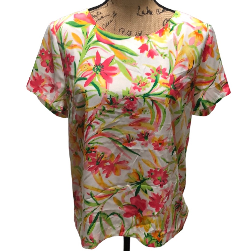 {J. Crew Factory} Floral Print Short Sleeve Top